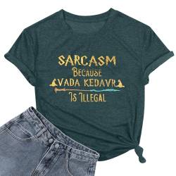 FASHGL Magisches T-Shirt für Damen, lustig, Sarcasmus, Buchstabe, Grafik, lässig, Urlaub, Magie, Schule, kurzärmeliges Oberteil, Grün , Mittel von FASHGL