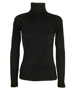 FASHION 7STAR Damen Rollkragenpullover mit Rollkragen, Stretch, langärmelig, einfarbig, Gr. 36-54, Schwarz , 38-40 von FASHION 7STAR