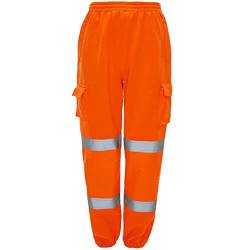 FASHION 7STAR Herren-Jogginghose, hohe Sichtbarkeit, reflektierende Streifen, Arbeitskleidung, Orange, 58 von FASHION 7STAR
