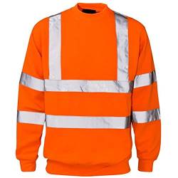 FASHION 7STAR Reflektierendes Herren-Sweatshirt mit Rundhalsausschnitt, hohe Sichtbarkeit, Arbeitskleidung für Erwachsene, Orange, M von FASHION 7STAR