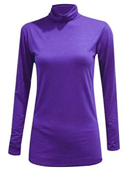 Damen-Rollkragenpullover, langärmelig, Top, Sweatshirt, Größe 36-54 Gr. 26, violett von FASHION FAIRIES