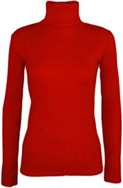 Damen-Rollkragenpullover, langärmelig, Top, Sweatshirt, Größe 36-54 Gr. 50-52, rot von FASHION FAIRIES