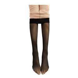 FASHION YO Thermostrumpfhose für Damen, besonders dick, warm, doppelt gefüttert, Stretchgewebe, Fleece, magische Strumpfhosen für den Winter, Schwarz mit Fleece, S-M von FASHION YO