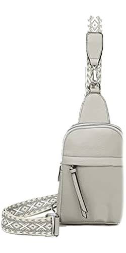 FASHION YOU WANT Sling Bag Brusttasche, Crossbody Umhängetasche Damen veganes Leder,Schultertasche Schulterrucksack Geldbörse für Reisen/Einkaufen mit Gitarren Muster Band (grau) von FASHION YOU WANT.DE