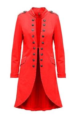 Fashion You Want Damen Blazer Damenjacke Admiral Jacke Military Army Style Lang S -XXL XXXL 4XL 5XL (DE/NL/SE/PL, Alphanumerisch, 4XL, Regular, Regular, Rot) von FASHION YOU WANT.DE