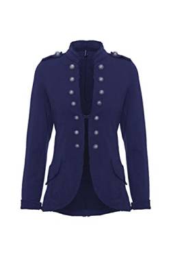 Fashion You Want Damen Blazer Damenjacke Admiral Jacke Military Army Style Lang S -XXL XXXL 4XL 5XL (as3, Alpha, 3X_l, Regular, Regular, kurz dunkelblau) von FASHION YOU WANT.DE