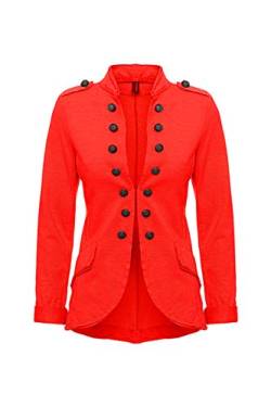 Fashion You Want Damen Blazer Damenjacke Admiral Jacke Military Army Style Lang S -XXL XXXL 4XL 5XL (as3, Alpha, 5X_l, Regular, Regular, kurz rot) von FASHION YOU WANT.DE