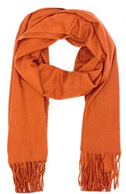 frFASHION YOU WANT Schal Damen Warm Herbst unifarben Baumwolle mit quasten/ansen, Farben Einfarbig & Kariert Pashmina xl Schals Stola MEHRWEG (orange) von FASHION YOU WANT.DE