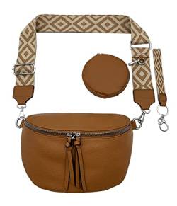 FASHION YOU WANT Crossbody Bag Damen Leder Breiter Gurt Handtasche Umhängetasche Moderne Taschen mit breitem Schultergurt,Abnehmbarer Schultergurt,Schwarz. (4mocca) von FASHION YOU WANT