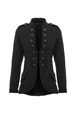 FASHION YOU WANT Damen Blazer Damenjacke Military kurz mit Knöpfe S-5XL Urban Streetwear ideal auch für Karneval Karnevalskostüm (as3, Alpha, 3X_l, Regular, Regular, schwarz) von FASHION YOU WANT