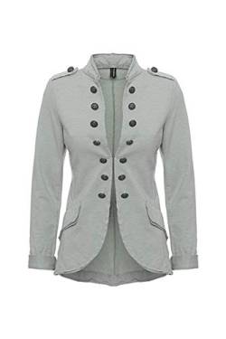 FASHION YOU WANT Damen Blazer Damenjacke Military kurz mit Knöpfe S-5XL Urban Streetwear ideal auch für Karneval Karnevalskostüm (as3, Alpha, m, Regular, Regular, hellgrau) von FASHION YOU WANT