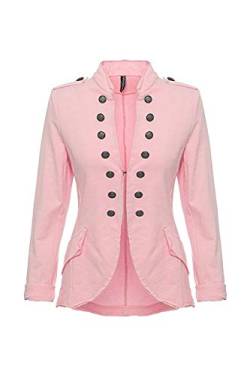 FASHION YOU WANT Damen Blazer Damenjacke Military kurz mit Knöpfe S-5XL Urban Streetwear ideal auch für Karneval Karnevalskostüm (as3, Alpha, m, Regular, Regular, rosa) von FASHION YOU WANT