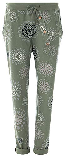 FASHION YOU WANT Damen Hose Jogginghose Größe 36-50 Sweatpants Sterne Star Camouflage Anker Uni Pusteblume Aladinhose Freizeithose Baggy Boyfriend Sport Loose Fit (PB Khaki, 42/44) von FASHION YOU WANT