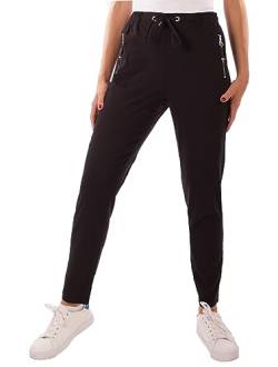FASHION YOU WANT Damen Hose Stretch Sweatpants Jogginghose für Freizeit Gr.36-54 Schlupfhose mit elastischem Bund, mit Kordelzug (36, schwarz) von FASHION YOU WANT