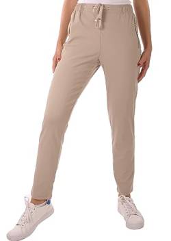 FASHION YOU WANT Damen Hose Stretch Sweatpants Jogginghose für Freizeit Gr.36-54 Schlupfhose mit elastischem Bund, mit Kordelzug (50, beige) von FASHION YOU WANT