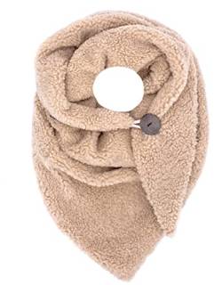 FASHION YOU WANT Damen KuschelSchal, Teddyfell Baumwolle Dreieckstuch Frauen Winterschal Herbstschal Warm Dreieck Schal Halstuch Scarf (beige) von FASHION YOU WANT