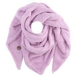 FASHION YOU WANT Damen KuschelSchal, Teddyfell Baumwolle Dreieckstuch Frauen Winterschal Herbstschal Warm Dreieck Schal Halstuch Scarf (flieder) von FASHION YOU WANT