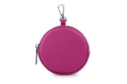 FASHION YOU WANT Damen Münzbörse aus echtes Leder, kleine Geldbörse mit Reißverschluss, Mini Portemonnaie Coin Pocket für Frauen Mädchen Kinder (Fuchsia) von FASHION YOU WANT