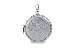 FASHION YOU WANT Damen Münzbörse aus echtes Leder, kleine Geldbörse mit Reißverschluss, Mini Portemonnaie Coin Pocket für Frauen Mädchen Kinder (Silber) von FASHION YOU WANT