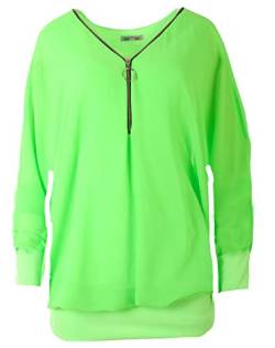 FASHION YOU WANT Damen Oversize Oberteile RFS Tshirt/Pullover Größe 36 bis 54 Uni Farben Übergrößen Shirt Langarm T-Shirt Kurzarm (as3, Numeric, Numeric_46, Numeric_48, Regular, Regular, neon grün) von FASHION YOU WANT