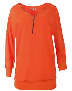 FASHION YOU WANT Damen Oversize Oberteile RFS Tshirt/Pullover Größe 36 bis 54 Uni Farben Übergrößen Shirt Langarm T-Shirt Kurzarm (as3, Numeric, Numeric_46, Numeric_48, Regular, Regular, orange) von FASHION YOU WANT