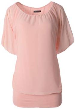 FASHION YOU WANT Damen Oversize Oberteile Tshirt/Pullover Größe 34 bis 50 Uni Übergrößen Shirt Langarm (Kurzarm rosa, 40/42) von FASHION YOU WANT