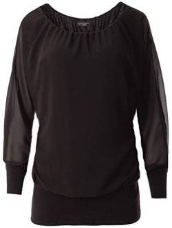 FASHION YOU WANT Damen Oversize Oberteile Tshirt/Pullover Uni Übergrößen Shirt Langarm (schwarz, 48/50) von FASHION YOU WANT