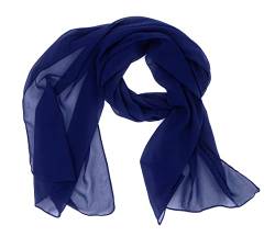 FASHION YOU WANT Damen Schal Stola Halstuch Tuch Seidentuch aus Chiffon für Frühling Sommer Ganzjährig (dunkelblau) von FASHION YOU WANT