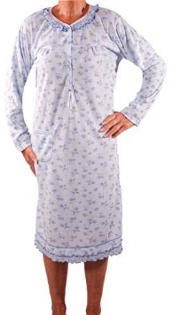FASHION YOU WANT Damen Senioren Oma Nachthemd mit Blumenmuster kuschelig weich aus Baumwolle ideal für pflegebedürftige Omas einfach anzuziehen und super pflegeleicht (N05, 40/42) von FASHION YOU WANT