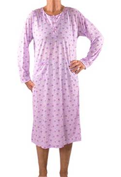 FASHION YOU WANT Damen Senioren Oma Nachthemd mit Blumenmuster kuschelig weich aus Baumwolle ideal für pflegebedürftige Omas einfach anzuziehen und super pflegeleicht (N06, 44/46) von FASHION YOU WANT