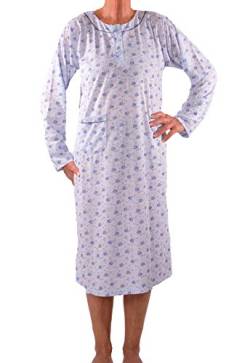 FASHION YOU WANT Damen Senioren Oma Nachthemd mit Blumenmuster kuschelig weich aus Baumwolle ideal für pflegebedürftige Omas einfach anzuziehen und super pflegeleicht (N08, 44/46) von FASHION YOU WANT