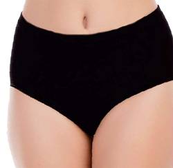 FASHION YOU WANT Damen Senioren Unterhose Slip Grössen 36-38 bis 56-58 ideal für pflegebedürftige Omas einfach anzuziehen hoch geschnitten 3er oder 4er Pack (36-38, 3er Pack mit Elasthan schwarz) von FASHION YOU WANT