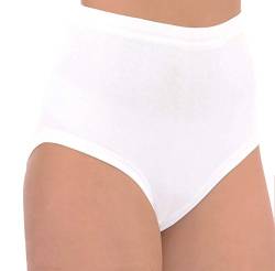 FASHION YOU WANT Damen Senioren Unterhose Slip Grössen 36-38 bis 56-58 ideal für pflegebedürftige Omas einfach anzuziehen hoch geschnitten 3er oder 4er Pack (52-54, 4er Pack Uni weiß) von FASHION YOU WANT