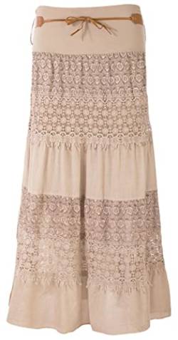 FASHION YOU WANT Damen Sommer Rock Größe 36/38 bis Größe 48/50 Langer Maxirock Strandrock Sommerock lang Amber Boho Retro Maxirock (as3, Numeric, Numeric_36, Numeric_38, Regular, Regular, beige) von FASHION YOU WANT