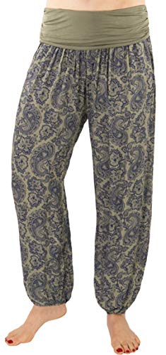 FASHION YOU WANT Damen Sommerhose Pumphose Haremshose mit kleinem Bandanamuster (48/50, kharki) von FASHION YOU WANT