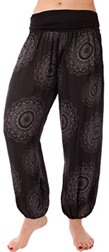 FASHION YOU WANT Damen Sommerhose Pumphose Haremshose mit kleinem Paisleymuster Größe 34/36 bis Größe 48/50 verfügbar Leichte Haremshose (48/50, Sonne schwarz) von FASHION YOU WANT