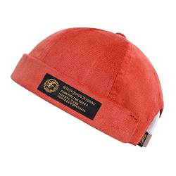 Herren Hüte Docker Cap Hüte Beanie Sailor Cap Worker Hat Rollmanschette Retro Brimless Hat mit Verstellbar, 7019 - Rot, Einheitsgröße von FASHIXD