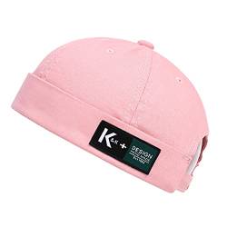 Herren Hüte Docker Cap Hüte Beanie Sailor Cap Worker Hat Rollmanschette Retro Brimless Hat mit Verstellbar, 7731-rosa, Einheitsgröße von FASHIXD