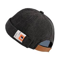 Herren Hüte Dockermütze Hüte Beanie Matrosenmütze Arbeiterhut Rollkragen Retro Krempe Hut mit Verstellbar, Erdschwarz, Einheitsgröße von FASHIXD