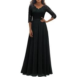 FASLOLSDP Elegantes Damenkleid mit Spitzennähten und Langer Taille Damen Kostüm Elegant (Black, XL) von FASLOLSDP