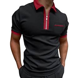 FASLOLSDP Poloshirts für Herren Kurzarm Slim-Fit Tshirt mit Reißverschluss Klassisches Männer Polohemd mit Umlegekragen Basic Freizeit Tops Leichte Casual Kurzarmshirt… von FASLOLSDP