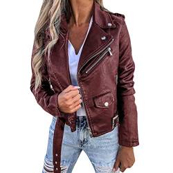 FASLOLSDP Winterjacke Damen Lang Retro Sweatjacke Reverskragen Strickjacke Winterjacke Sexy Motorradjacke Frühling Trachtenjacke Übergröße Outdoor Wintermantel von FASLOLSDP