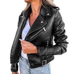 FASLOLSDP Winterjacke Damen Lang Retro Sweatjacke Reverskragen Strickjacke Winterjacke Sexy Motorradjacke Frühling Trachtenjacke Übergröße Outdoor Wintermantel von FASLOLSDP