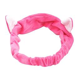 Spa-Stirnband zum Waschen des Gesichts Make-up-Stirnband Hautpflege-Stirnband Katzenohren-Stirnband für die Gesichtsbehandlung Stirnband Winddicht (Hot Pink, One Size) von FASLOLSDP