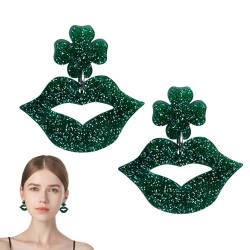 FASSME St. Patricks Day Ohrringe für Frauen, grüne Kleeblatt-Ohrringe,Irische Ohrringe für Frauen - Acryl-Tropfenohrringe, irische Mode, Glücksbringer, Kleeblatt-Ohrringe für Frauen und Mädchen von FASSME