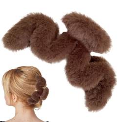 Fuzzy Claw Clip | Plüsch-Haarspangen in gewellter Form | Große Klammerklammer, Haarschmuck für dickes langes Haar, große Haarspange für Frauen und Mädchen für den täglichen Gebrauch Fassme von FASSME