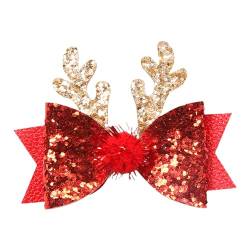 Weihnachts-Haarnadeln, Weihnachts-Rentier-Geweih-Stirnbänder, niedliche Weihnachts-Haar-Accessoires, Schleifen-Haarnadeln, Krawatten-Geweih-Ohr-Haarnadeln, Weihnachts-Accessoires für Mädchen von FASSME