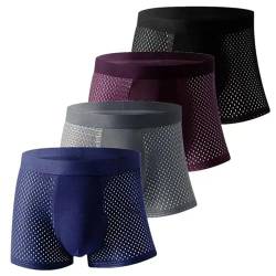 Boxhero Bambusfaser-Boxershorts, Boxhero Bambus-Boxershorts, weiche, atmungsaktive Eisseide-Herrenunterwäsche (Color : A, Size : L) von FASWAR