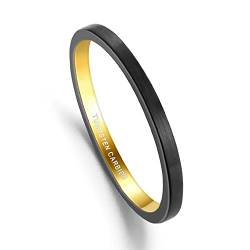 OIYO 2mm Herren Damen Schwarz Gold Wolframkarbid Ring Zwei Ton Ehering Verlobungsring Gebürstetes Finish Größe 54(17.2) von FAVEFIG