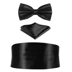 FAVOMOTO 1 Set Herren Kummerbund Fliege Einstecktuch Kummerbund Schwarz Herren Kummerbund Einstecktuch Fliege Herren Kummerbund Schwarz mit Fliege von FAVOMOTO